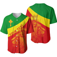 (Custom Personalised) Ethiopia Baseball Jersey Ethiopian Cross and Lion of Judah LT13 - Wonder Print Shop