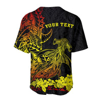 Black baseball jersey back design with “YOUR TEXT” and large yellow shark graphic
