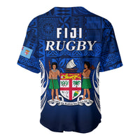 Fiji Rugby Baseball Jersey Flying Fijians Blue Tapa Pattern LT13 - Wonder Print Shop