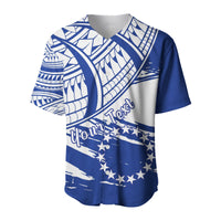 ( Custom Personalised) Cook Islands Baseball Jersey Flag Style Blue With Claw Pattern LT13 - Wonder Print Shop