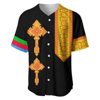 Eritrea Tibeb Baseball Jersey Eritrean Cross Mix Flag Version Black LT13 - Wonder Print Shop