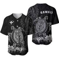 Dark baseball jersey with gray sea turtle and floral hem, button-up V-neck