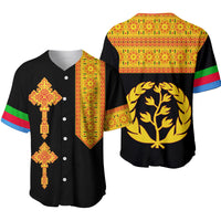 Eritrea Tibeb Baseball Jersey Eritrean Cross Mix Flag Version Black LT13 - Wonder Print Shop