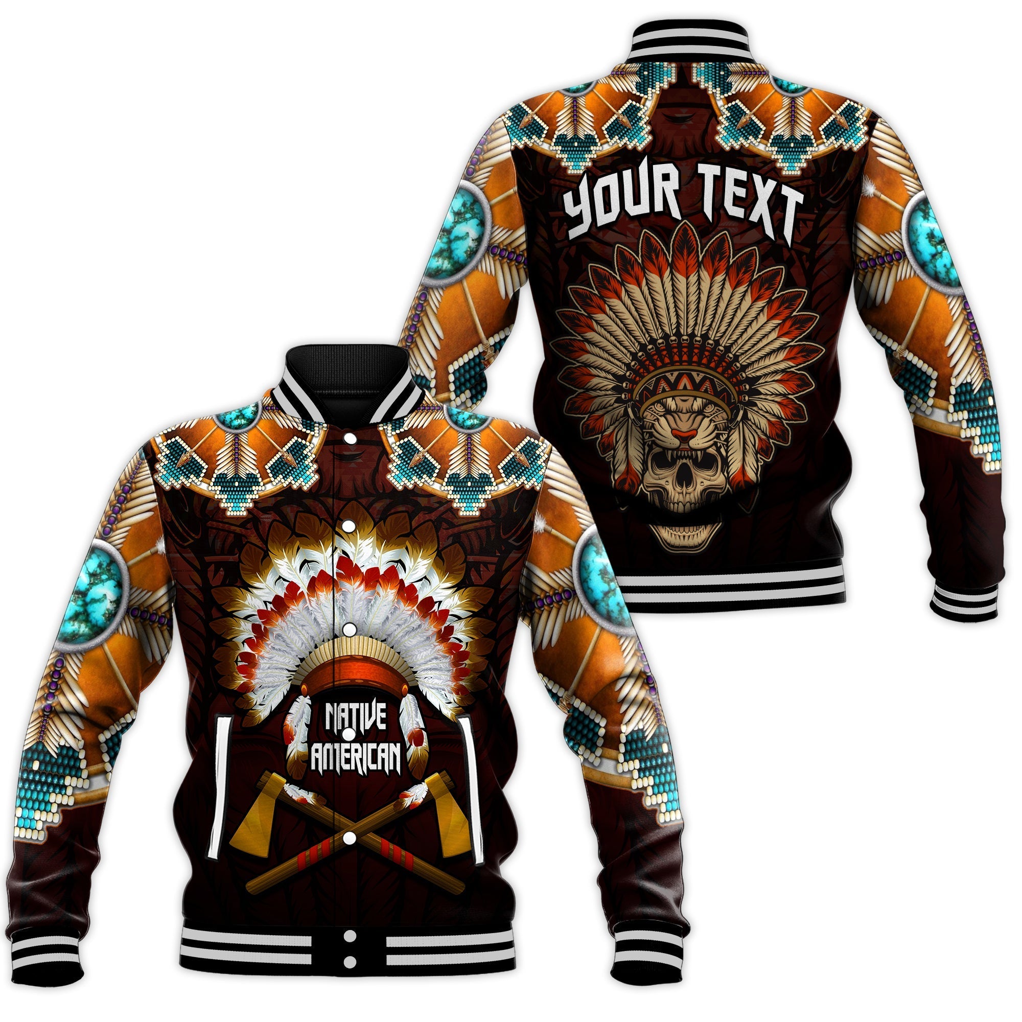 custom-personalised-the-first-americans-baseball-jacket-indian-headdress-with-skull