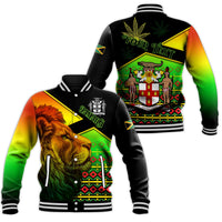 (Custom Personalised) Jamaica Lion Baseball Jacket Jamaican Pattern Version Reggae Colors LT13 - Wonder Print Shop