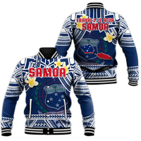 Samoa Baseball Jacket Samoan Plumeria Flowers Mix Polynesian Pattern - Wonder Print Shop