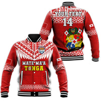 Custom Text And Number Tonga Rugby Baseball Jacket Mate Maa Tonga Pacific Ngatu White - Wonder Print Shop