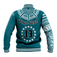 (Custom Text and Number) Cook Islands Tatau Baseball Jacket Symbolize Passion Stars Version Blue LT13 - Wonder Print Shop