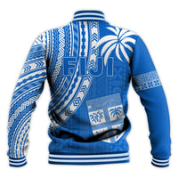 Fiji Rugby Sevens Baseball Jacket Fijian 7s Tapa Polynesian Blue Ver.01 LT13 - Wonder Print Shop