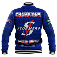 Stormers South Africa Rugby Baseball Jacket We Are The Champions URC African Pattern - Wonder Print Shop