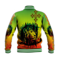 Ethiopia Baseball Jacket Cross Mix Lion Colorful Style - Wonder Print Shop
