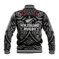 New Zealand Silver Fern Rugby Baseball Jacket All Black NZ Maori Pattern LT13 - Wonder Print Shop