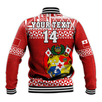 Custom Text And Number Tonga Rugby Baseball Jacket Mate Maa Tonga Pacific Ngatu White - Wonder Print Shop
