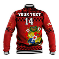Custom Text And Number Tonga Rugby Baseball Jacket Mate Maa Tonga Pacific Ngatu Black - Wonder Print Shop
