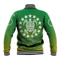 Cook Islands Baseball Jacket Circle Pattern Mix Sea Turtle Green Version - Wonder Print Shop