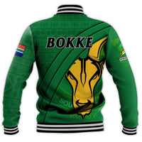 South Africa Rugby Baseball Jacket Bokke Springbok With African Pattern Stronger Together - Wonder Print Shop
