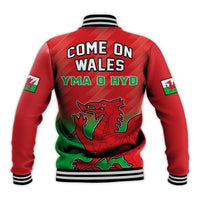 Wales Football Baseball Jacket World Cup 2022 Come On Cymru Yma O Hyd - Wonder Print Shop