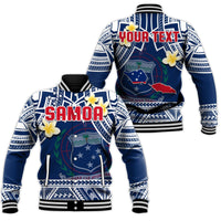 Custom Personalised Samoa Baseball Jacket Samoan Plumeria Flowers Mix Polynesian Pattern - Wonder Print Shop