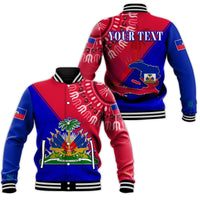 (Custom Personalised) Haiti Baseball Jacket Haiti Flag Dashiki Simple Style - Wonder Print Shop