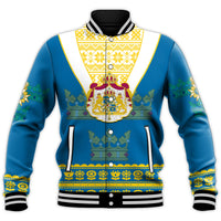 Sweden Baseball Jacket Swedish Coat Of Arms With Scandinavian Flowers - Wonder Print Shop