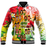 Custom Personalised Aloha Poly Fest Baseball Jacket Polynesian Pattern With Tropical Flowers - Wonder Print Shop