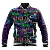 Custom Personalised Hawaii Skeleton Dancing Baseball Jacket Halloween Hawaiian Turtle LT13 - Wonder Print Shop