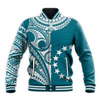 (Custom Text and Number) Cook Islands Tatau Baseball Jacket Symbolize Passion Stars Version Blue LT13 - Wonder Print Shop