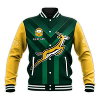 (Custom Text and Number) South Africa Rugby Baseball Jacket Springboks King Protea Go Bokke LT13 - Wonder Print Shop