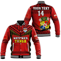 Custom Text And Number Tonga Rugby Baseball Jacket Mate Maa Tonga Pacific Ngatu Black - Wonder Print Shop
