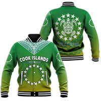 Cook Islands Baseball Jacket Circle Pattern Mix Sea Turtle Green Version - Wonder Print Shop