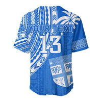 Custom Text and Number Fiji Rugby Sevens Baseball Jersey Fijian 7s Tapa Polynesian Blue Ver.01 LT13 - Wonder Print Shop