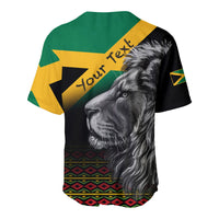 (Custom Personalised) Jamaica Lion Baseball Jersey Jamaican Pattern Version Black LT13 - Wonder Print Shop