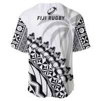 Fiji Rugby Baseball Jersey Fijian Cibi Dance Tapa Pattern White - Wonder Print Shop