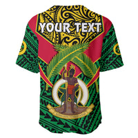 Custom Personalised Vanuatu Rugby Baseball Jersey Coat Of Arms Polynesian Pattern - Wonder Print Shop
