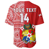Custom Text And Number Tonga Baseball Jersey Tongan Coat Of Arms Ngatu Pattern - Wonder Print Shop