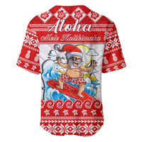 Custom Personalised Hawaii Christmas Baseball Jersey Surfing Santa Mele Kalikimaka Polynesian - Wonder Print Shop