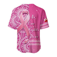 Tonga Breast Cancer Baseball Jersey Tongan Ngatu Pattern No One Fights Alone - Wonder Print Shop