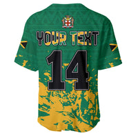 (Custom Text and Number) Jamaica Athletics Baseball Jersey Jamaican Flag With African Pattern Sporty Style - Wonder Print Shop