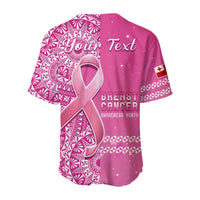 Custom Personalised Tonga Breast Cancer Baseball Jersey Tongan Ngatu Pattern No One Fights Alone - Wonder Print Shop