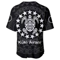 Cook Islands Baseball Jersey Circle Pattern Mix Sea Turtle Black Version - Wonder Print Shop