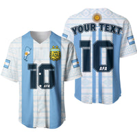 Camisa béisbol Argentina 2022 azul con número 10 y escudo AFA, manga corta