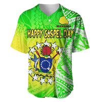 (Custom Personalised) Happy Mangaia Gospel Day Baseball Jersey Cook Islands Coat Of Arms Polynesian Pattern - Wonder Print Shop