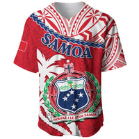 Samoa Baseball Jersey Samoan Coat Of Arms With Coconut Red Style - Wonder Print Shop