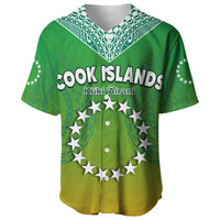 Custom Personalised Cook Islands Baseball Jersey Circle Pattern Mix Sea Turtle Green Version - Wonder Print Shop