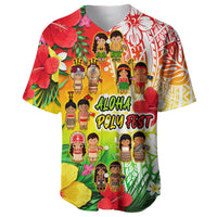 Custom Personalised Aloha Poly Fest Baseball Jersey Polynesian Pattern With Tropical Flowers - Wonder Print Shop