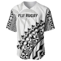 Fiji Rugby Baseball Jersey Fijian Cibi Dance Tapa Pattern White - Wonder Print Shop