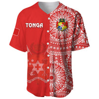 Custom Text And Number Tonga Baseball Jersey Tongan Coat Of Arms Ngatu Pattern - Wonder Print Shop
