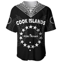 Cook Islands Baseball Jersey Circle Pattern Mix Sea Turtle Black Version - Wonder Print Shop
