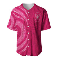 Custom Personalised Breast Cancer Awareness Baseball Jersey Hibiscus Polynesian No One Fights Alone LT13 - Wonder Print Shop