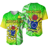 Green baseball jersey: front and back with “Happy Gospel Day” Cook Islands crest